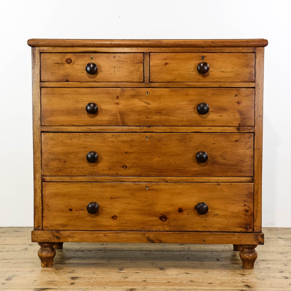 Antique Victorian Stained Pine Chest of Drawers
