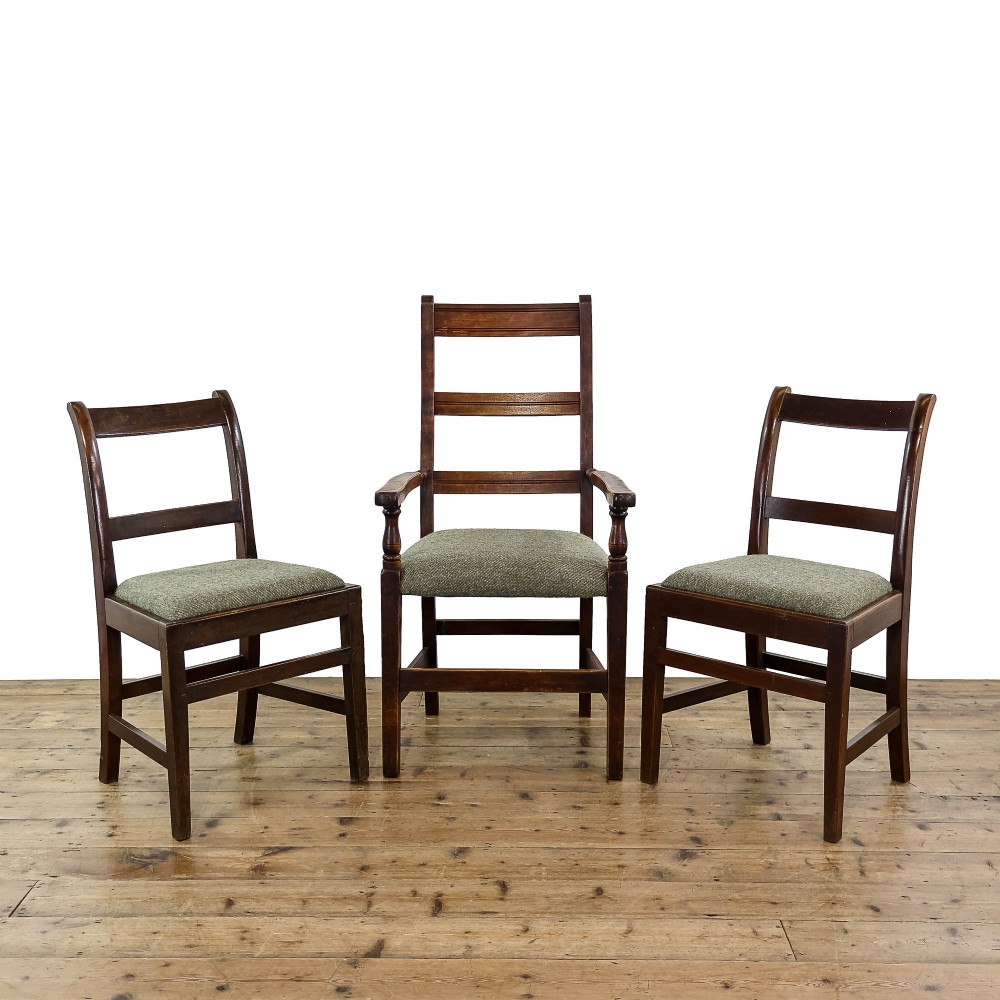 Set of Three Antique Victorian Upholstered Country Chairs
