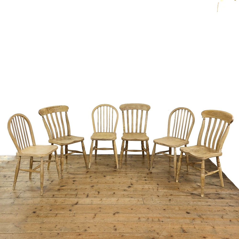 Harlequin Set of Six Antique Kitchen Chairs
