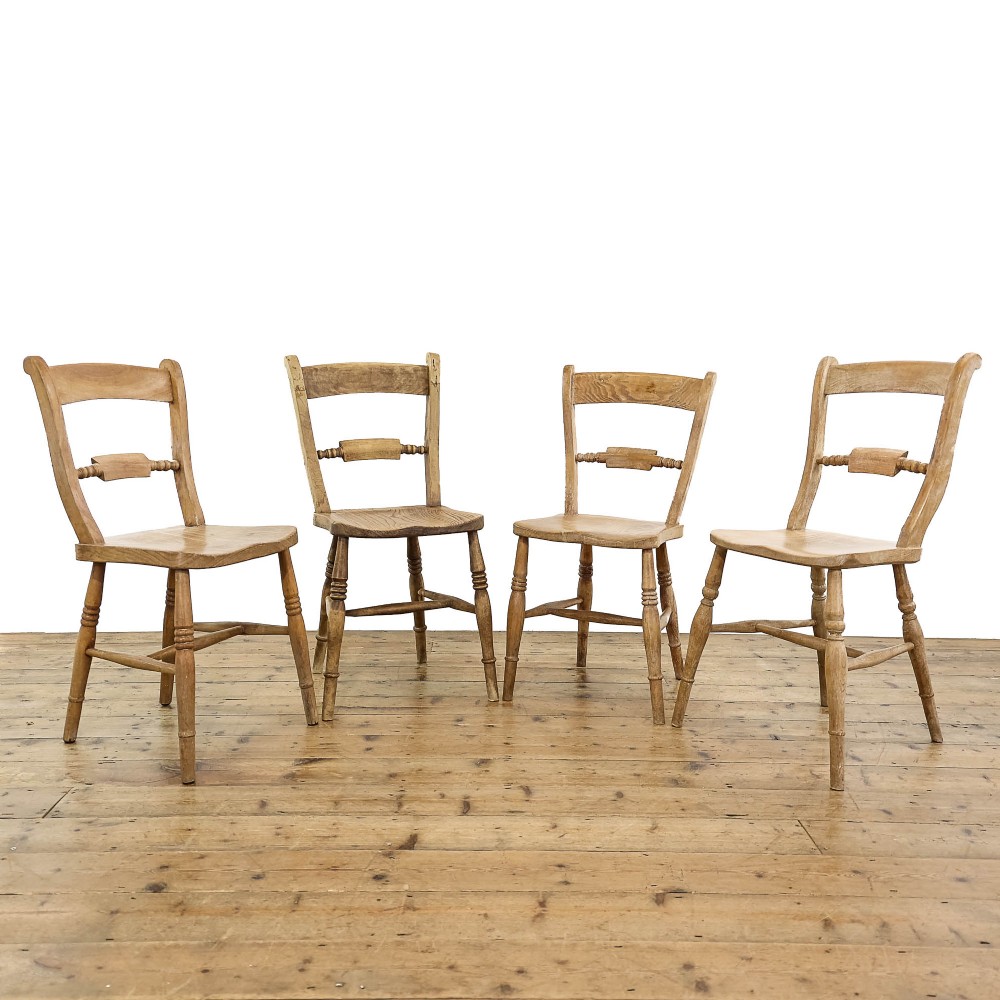 Set of Four Elm and Beech Oxford Bar Back Kitchen Chairs

