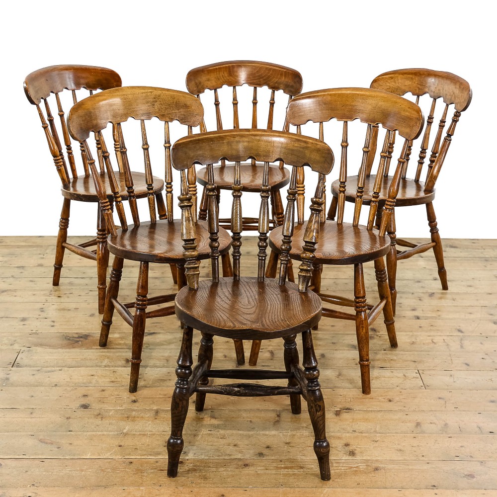 Set of Six Similar Antique Ash and Elm Penny Chairs