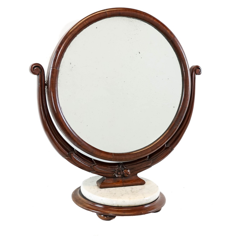 Antique Victorian Dressing Table Mirror with Marble Base