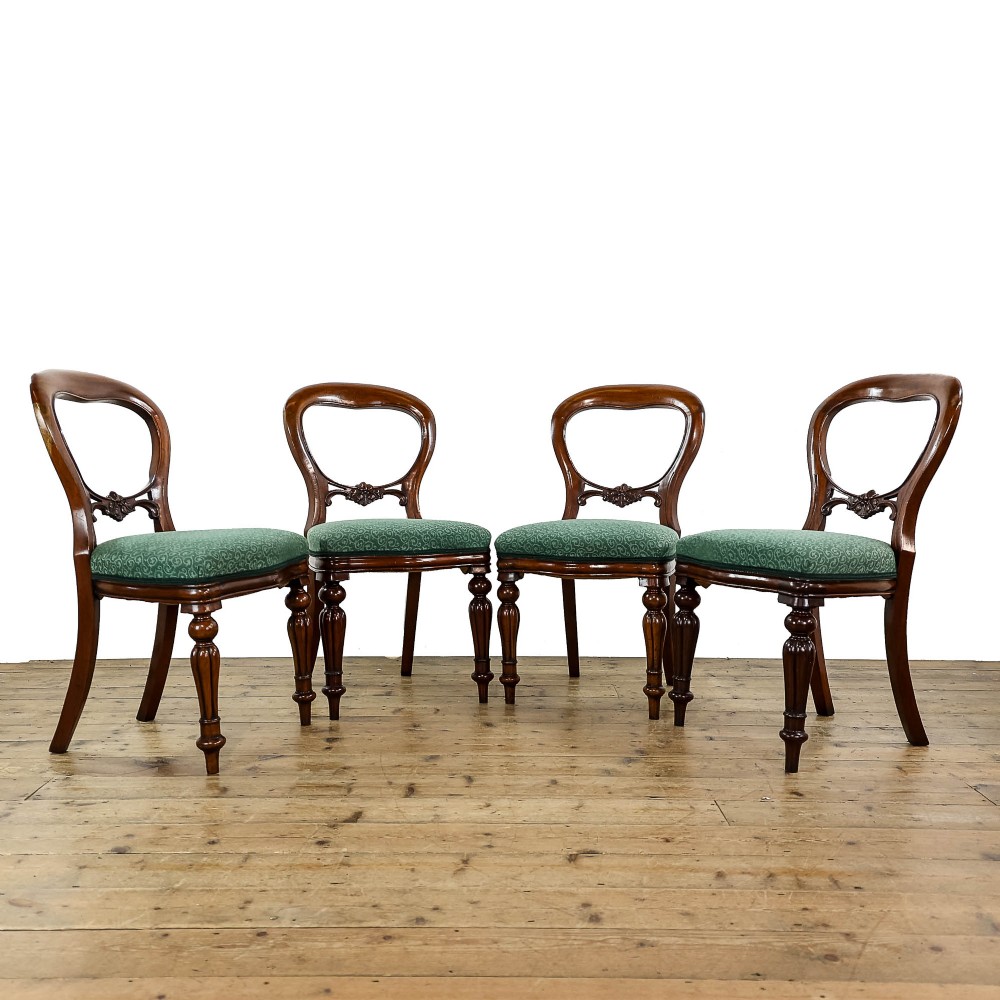Set of Four Victorian Mahogany Balloon Back Dining Chairs
