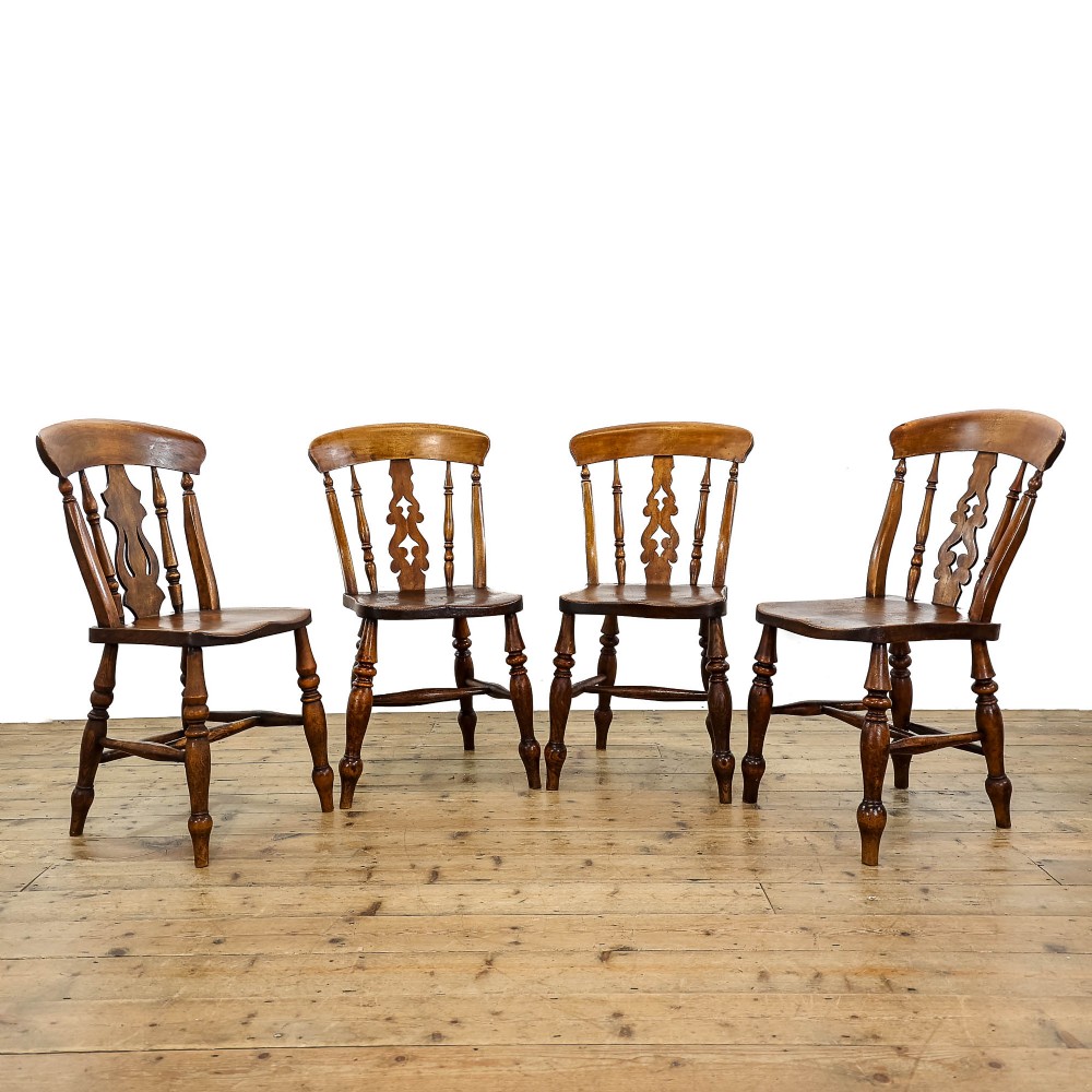 Set of Four Antique Victorian Kitchen Chairs