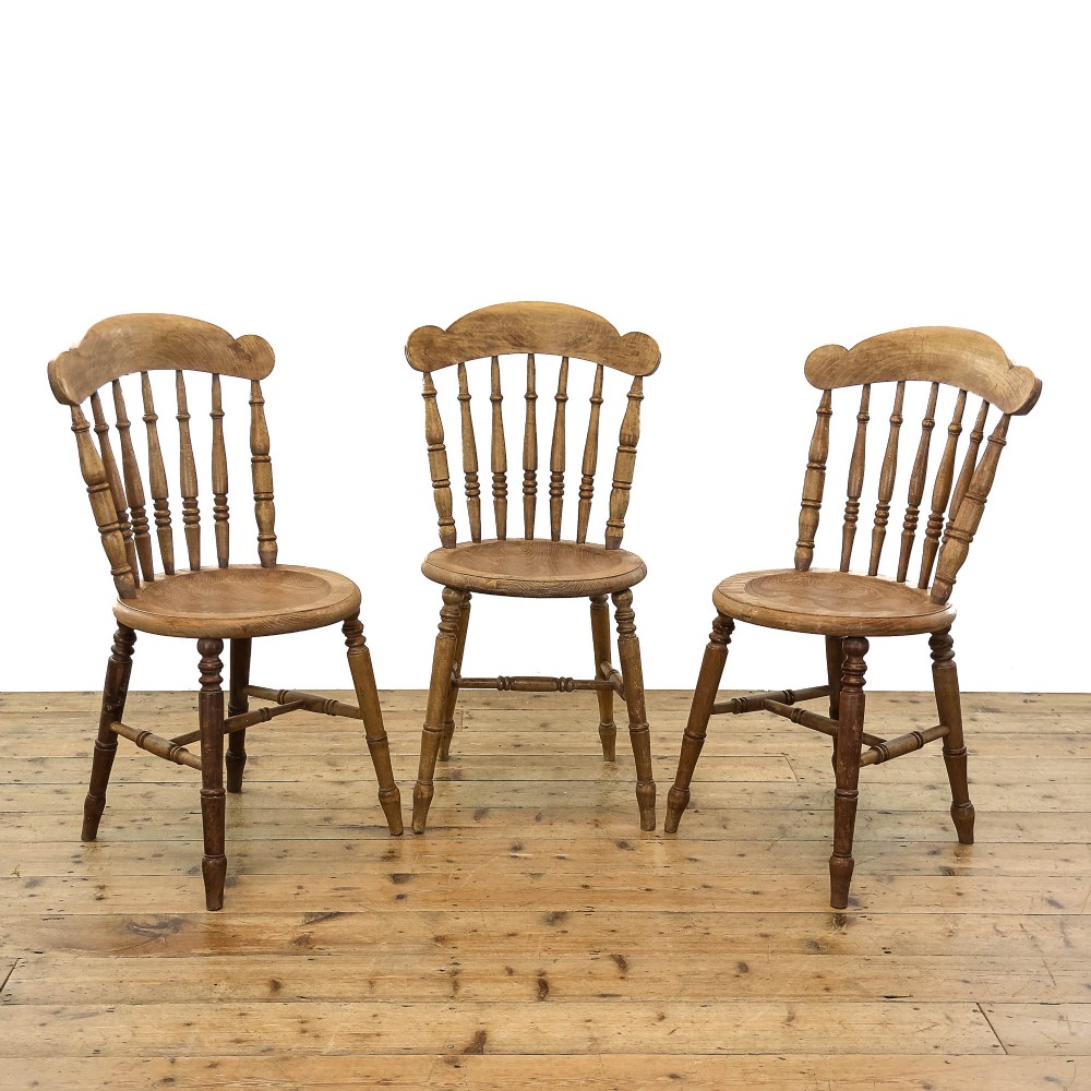 Set of Three Antique Ash and Elm Penny Chairs