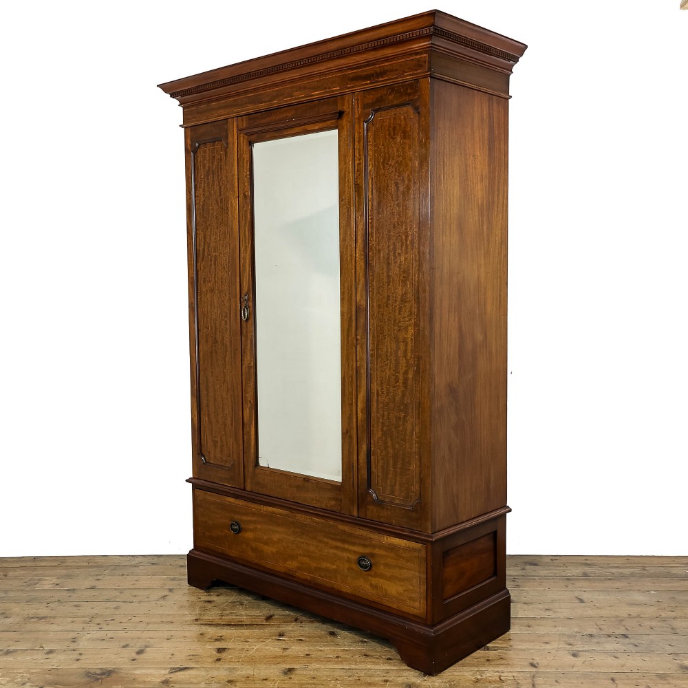 Antique Edwardian Mahogany Mirror Wardrobe 
