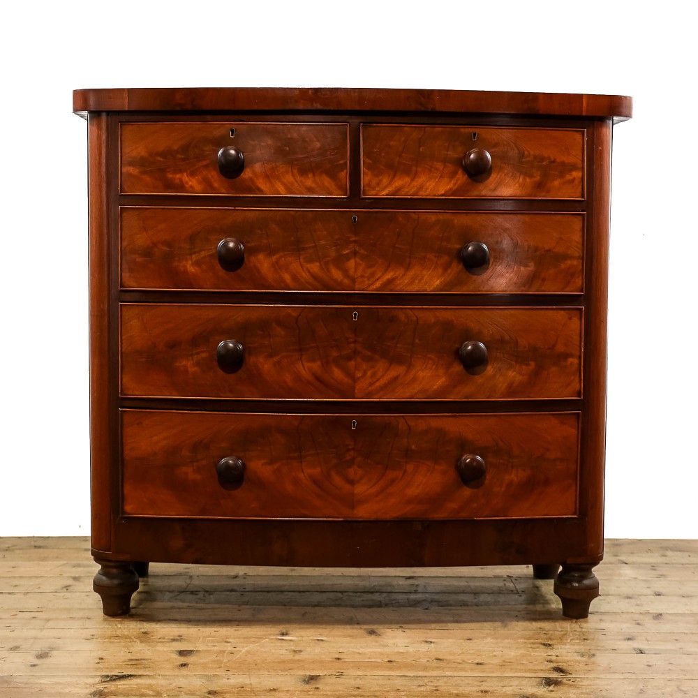 Antique Victorian Mahogany Bow Front Chest of Drawers