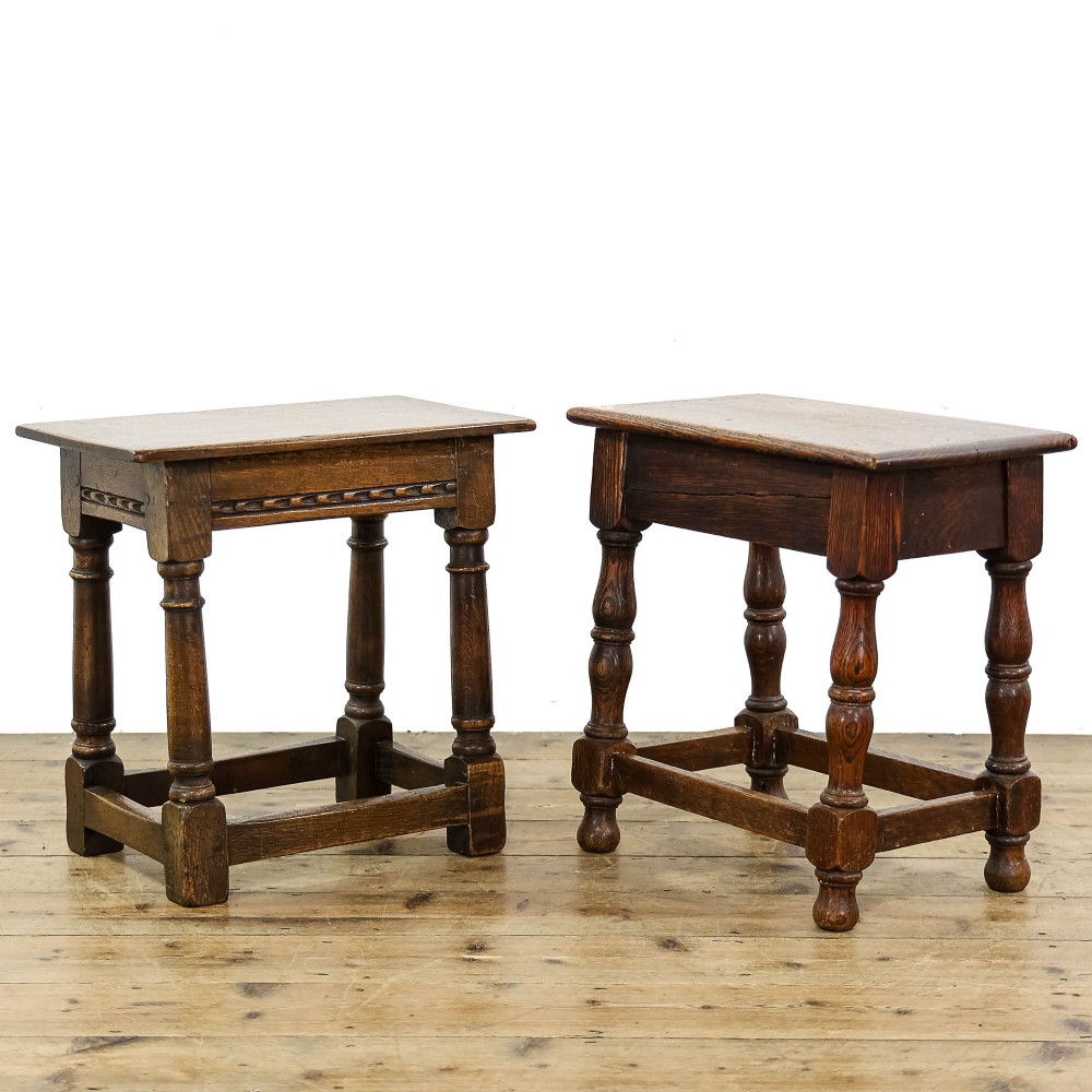 Two Antique Oak Stools