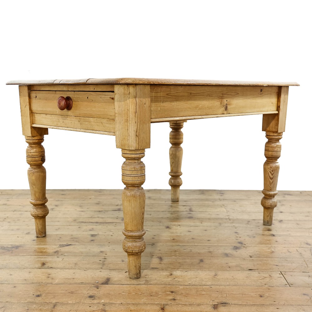 Late Victorian Antique Pine Farmhouse Kitchen Table
