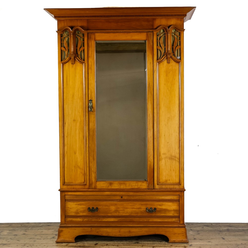 Antique Edwardian Mirror Door Wardrobe
