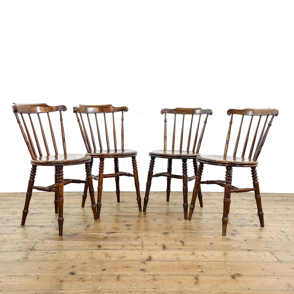 Set of Four Antique Ash and Elm Penny Chairs
