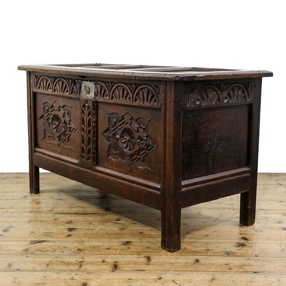Antique Late 17th Century Carved Oak Coffer
