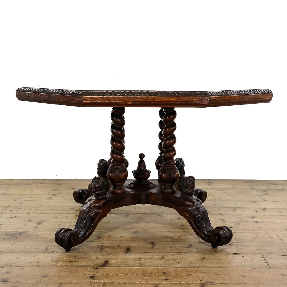 Antique Victorian Oak Octagonal Table
