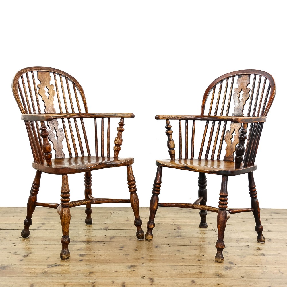 Set of Antique Georgian Ash and Elm Windsor Chairs 
