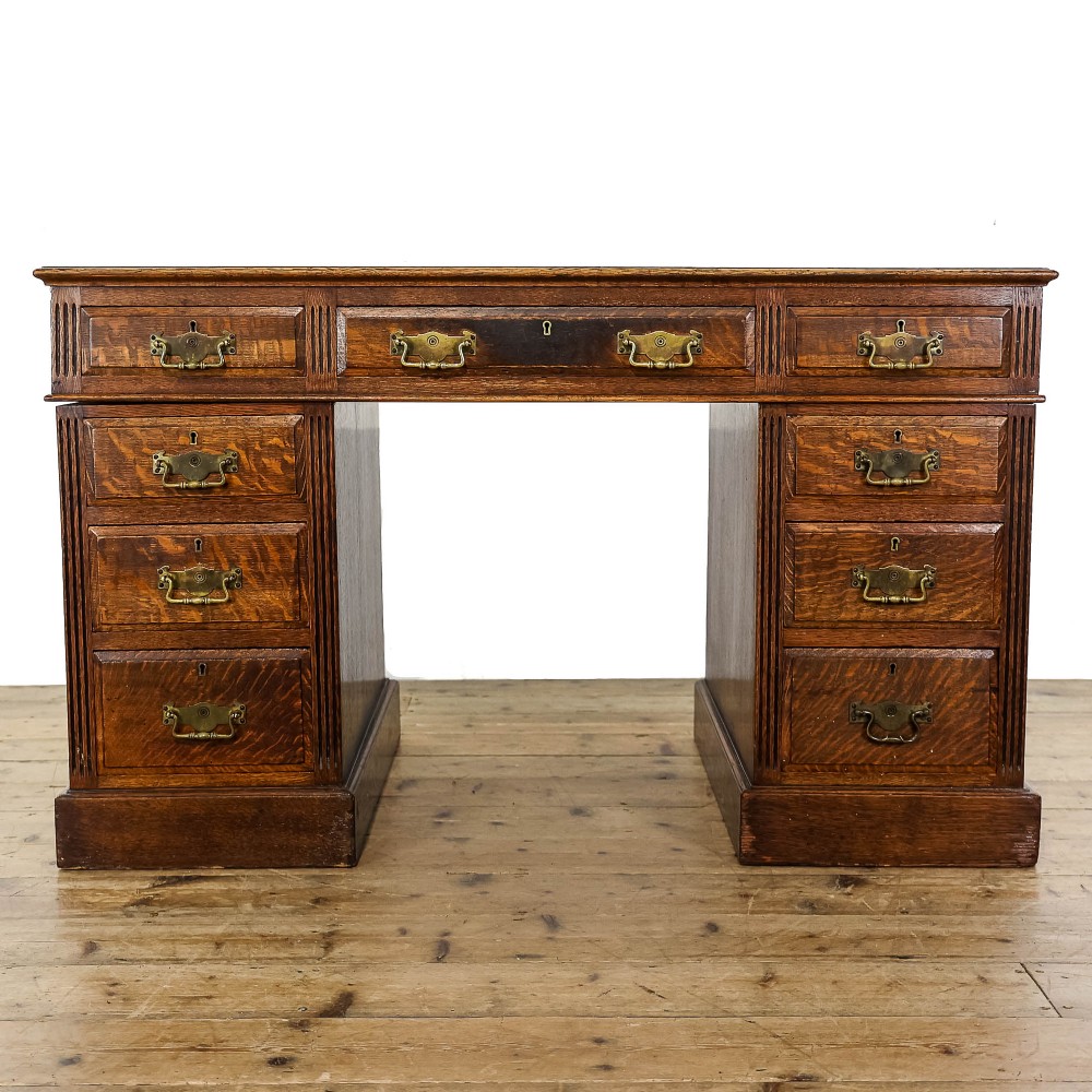 Antique Victorian Oak Pedestal Desk
