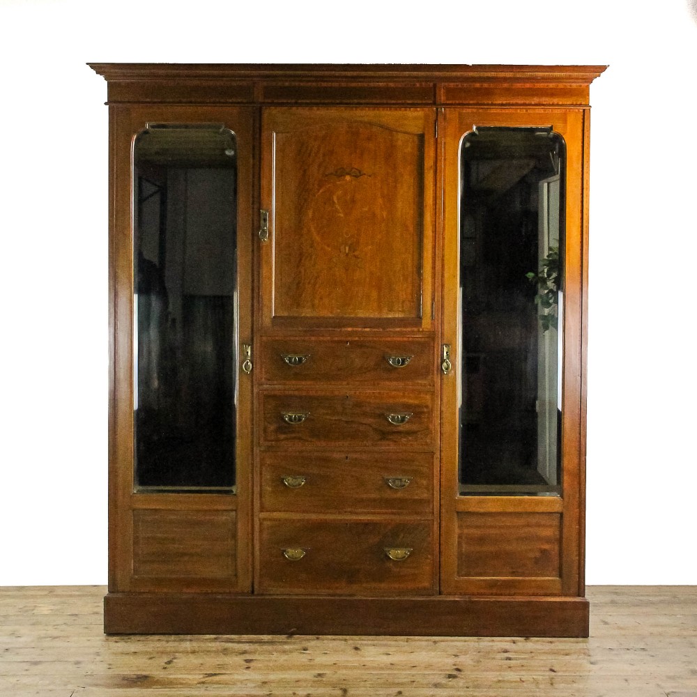 Antique Edwardian Mahogany Compactum Wardrobe
