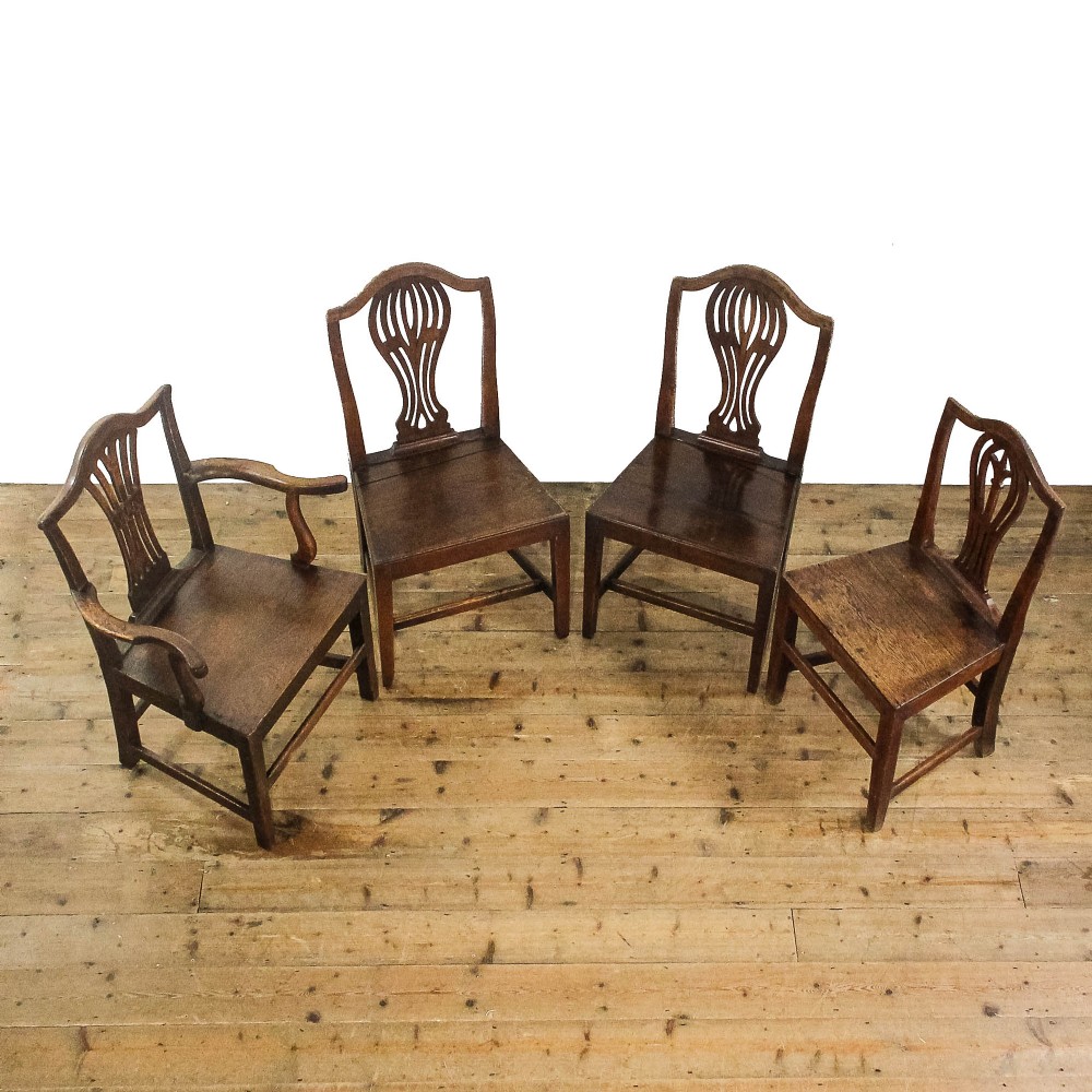 Four Antique George III Welsh Oak Dining Chairs