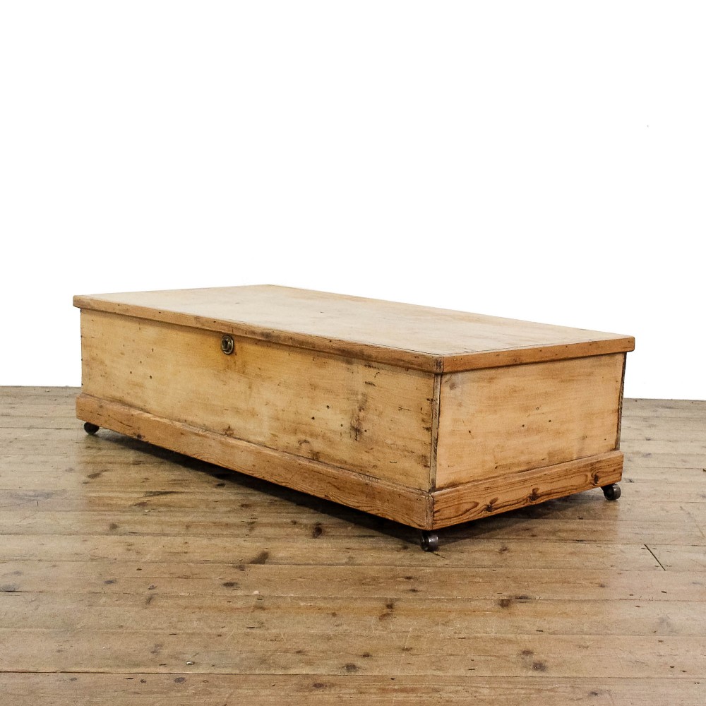 Antique Victorian Low Pine Trunk 

