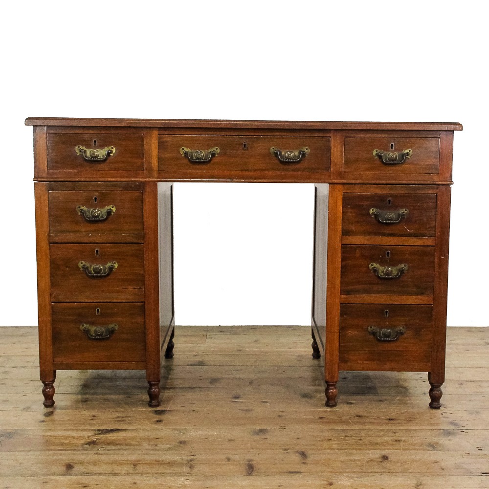 Antique Late Victorian Walnut Pedestal Desk
