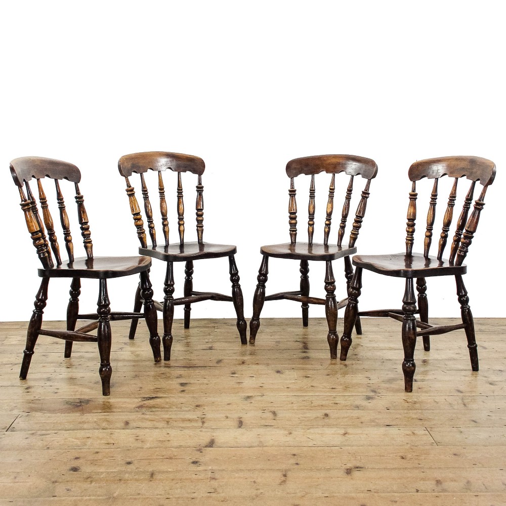 Antique Four Beech and Elm Kitchen Chairs
