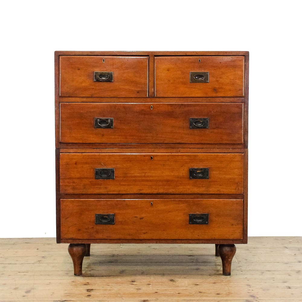 Antique 19th Century Mahogany Campaign Chest of Drawers
