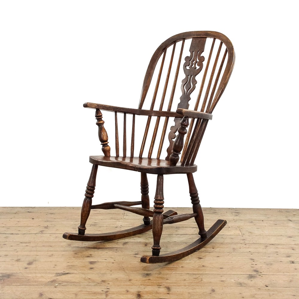 Antique Elm and Beechwood Windsor Rocking Chair
