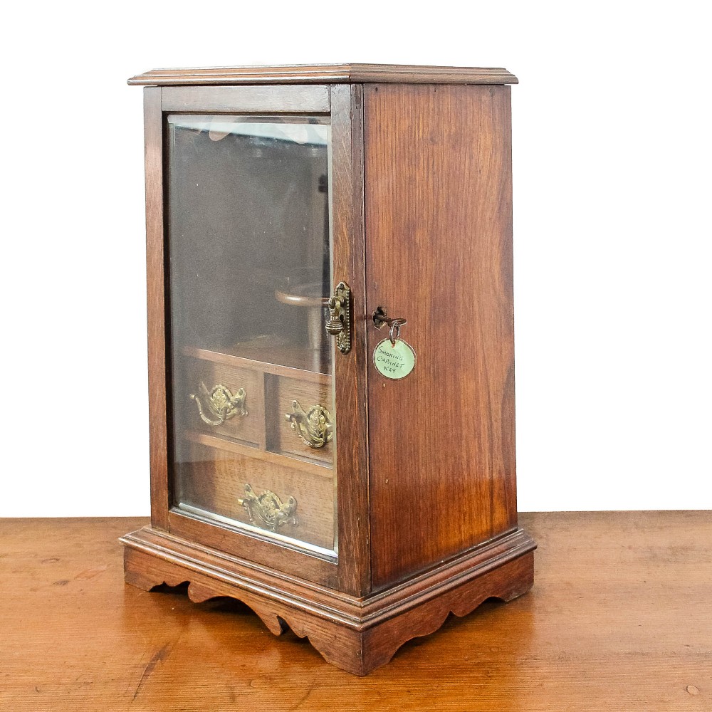 Antique Edwardian Oak Smokers Cabinet
