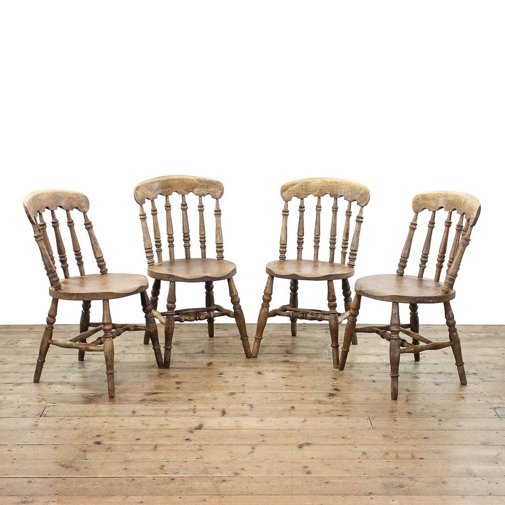 Set of Four Antique Ash and Elm Penny Chairs
