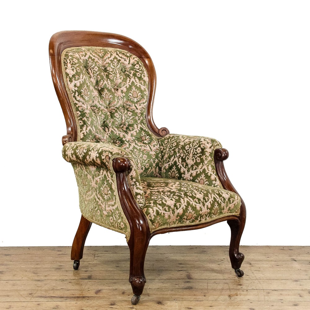 Antique Victorian Mahogany Upholstered Armchair
