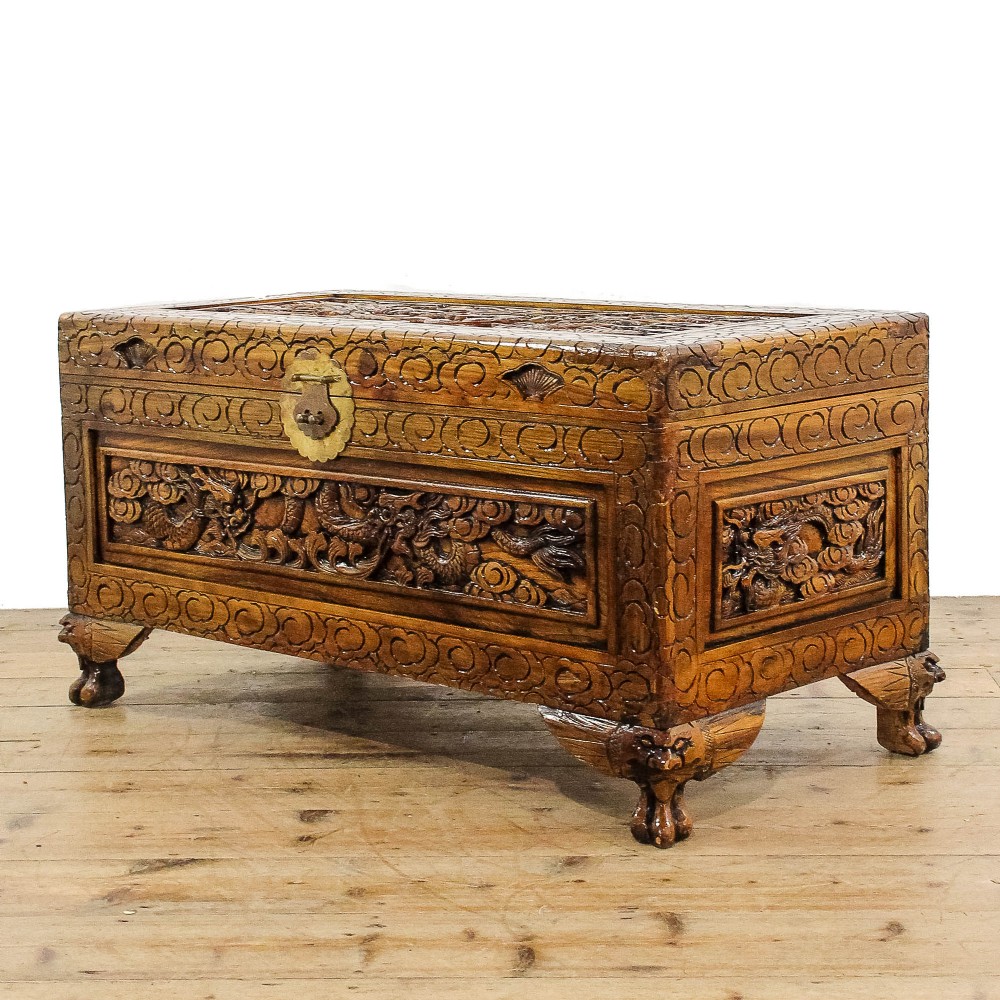 Antique 20th Century Camphor Wood Trunk
