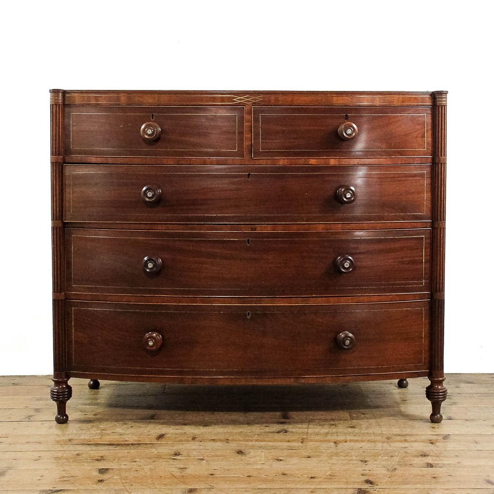 Antique Regency Mahogany Bow Front Chest of Drawers
