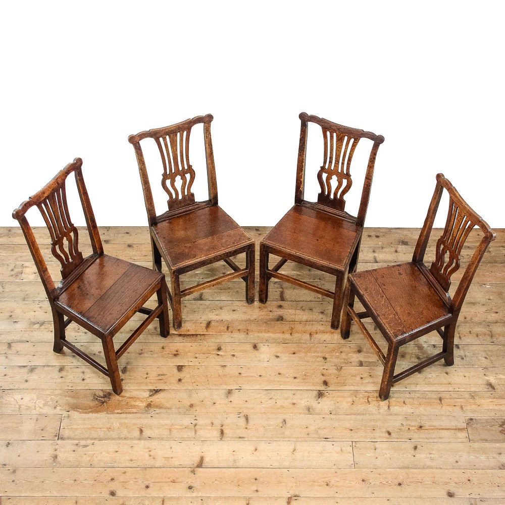 Set of Four Antique George III Oak Dining Chairs

