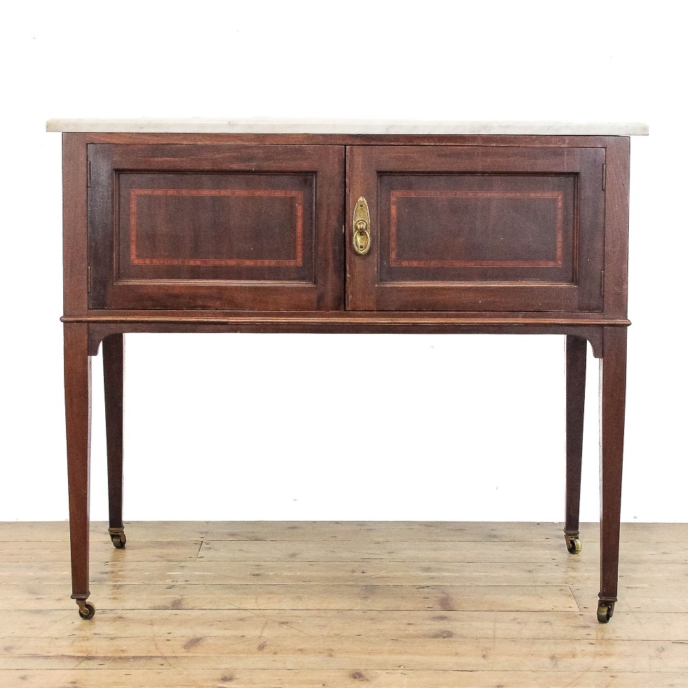 Antique Edwardian Washstand with Marble Top

