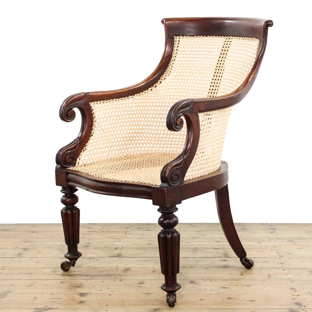 Antique Mid 19th Century Bergere Library Chair
