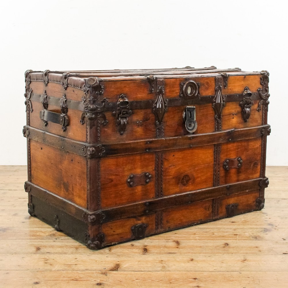 Antique Leather Bound Cabin Trunk
