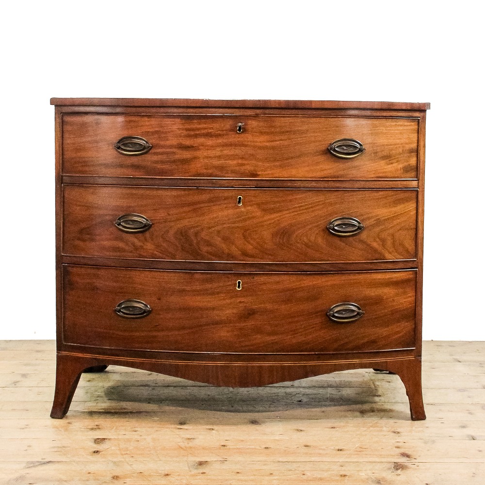 Antique 19th Century Mahogany Bow Front Chest Drawers
