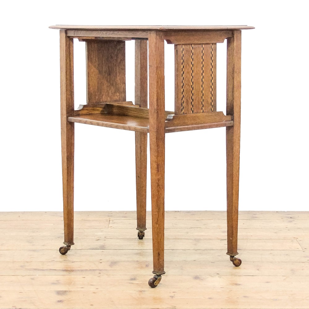 Antique Arts and Crafts Inlaid Oak Bookstand
