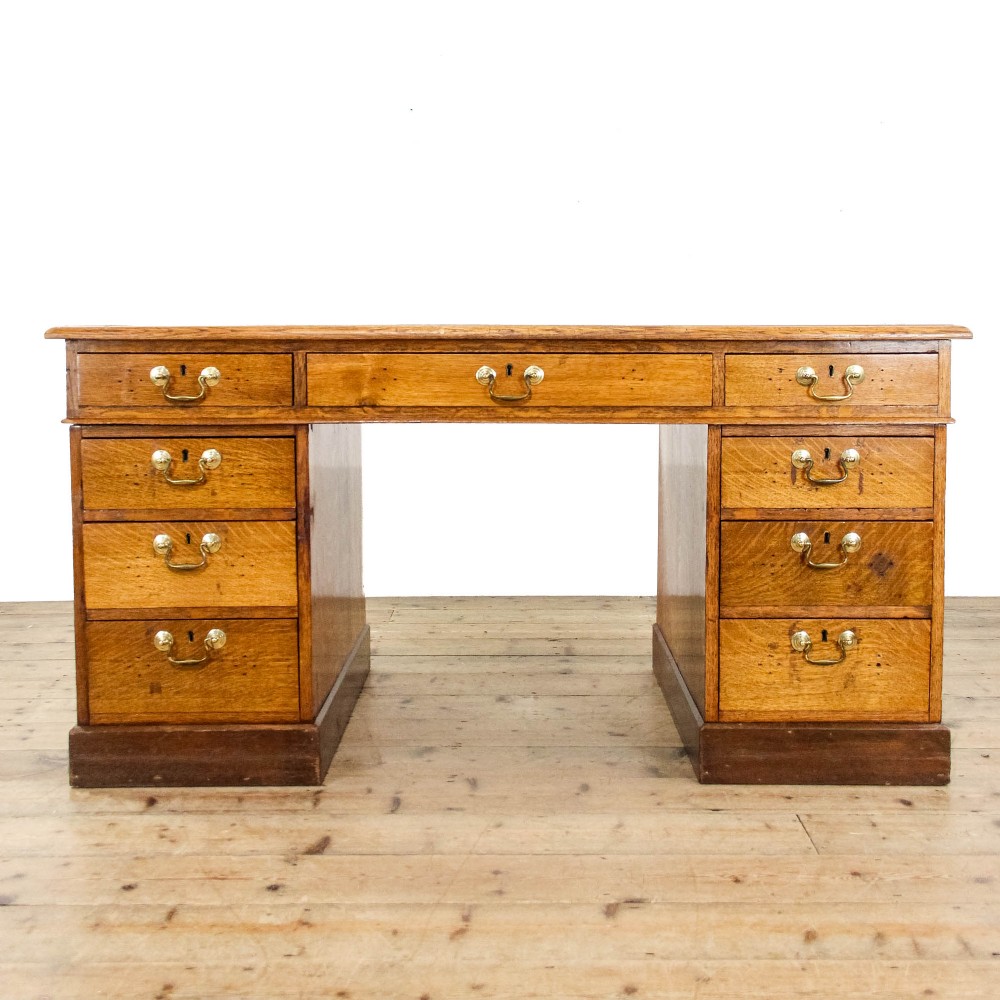 Antique Victorian Oak Pedestal Desk
