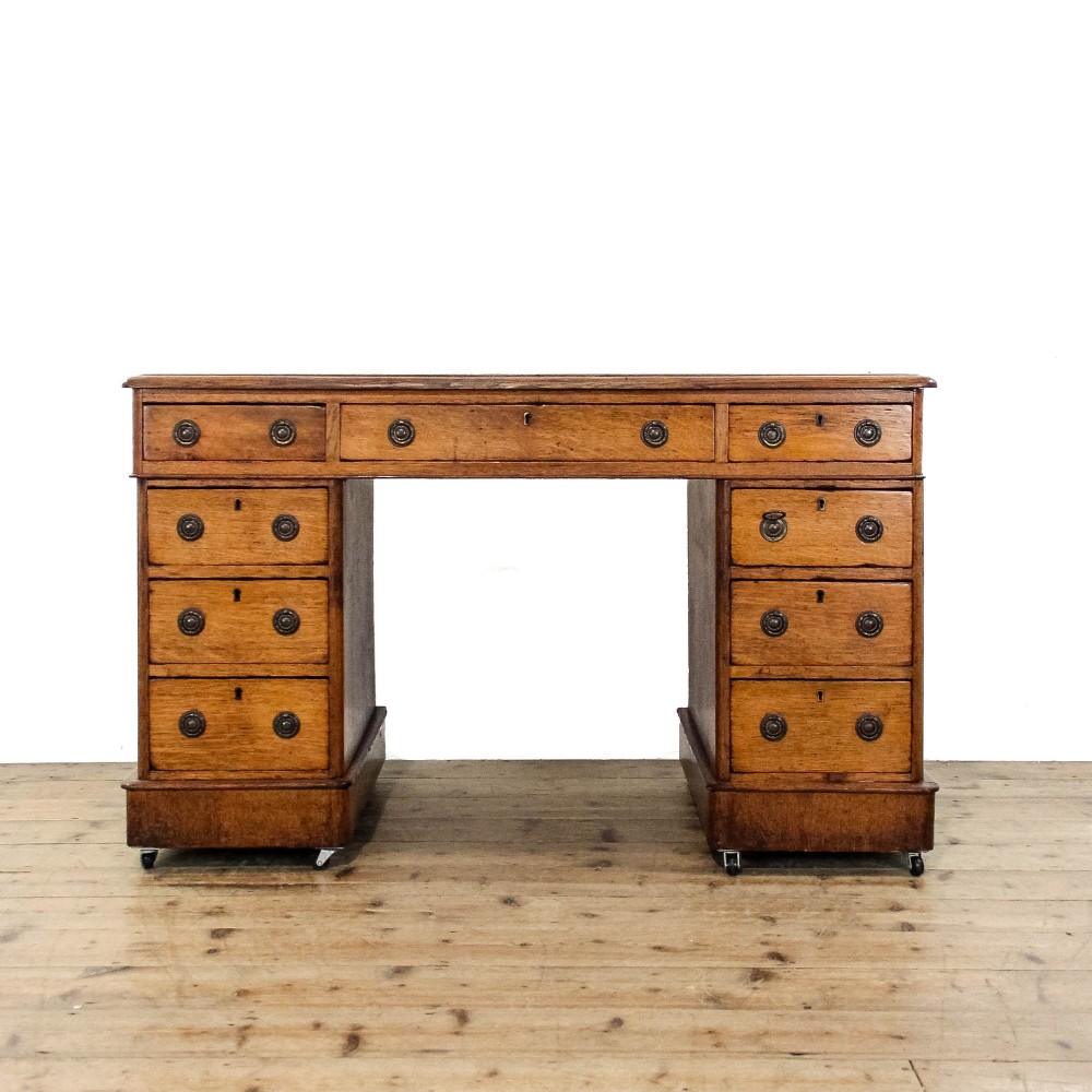 Antique Victorian Oak Pedestal Desk
