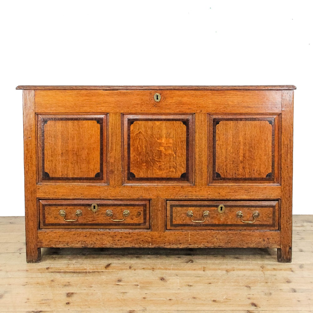 Antique George III Oak and Mahogany Mule Chest