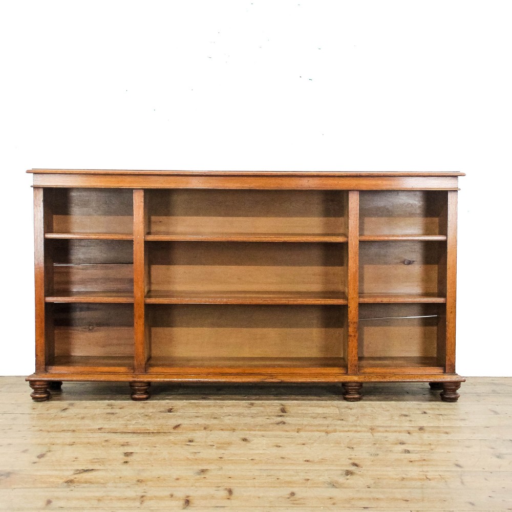 Antique Victorian Long Oak Bookcase
