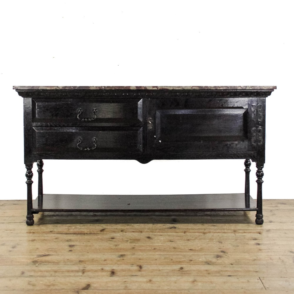 Antique Early 20th Century Ebonised Marble Top Washstand
