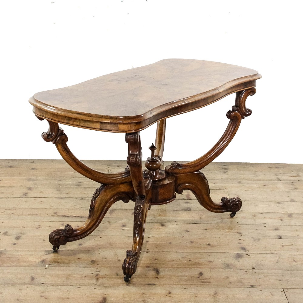 Antique Victorian Walnut Serpentine Centre Table

