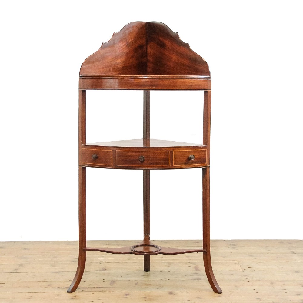 Antique Edwardian Mahogany Corner Washstand

