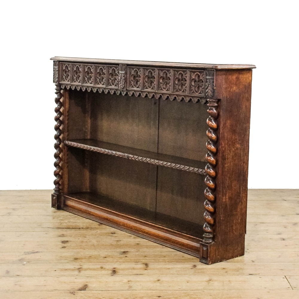 Antique Low 19th Century Gothic Open Bookcase
