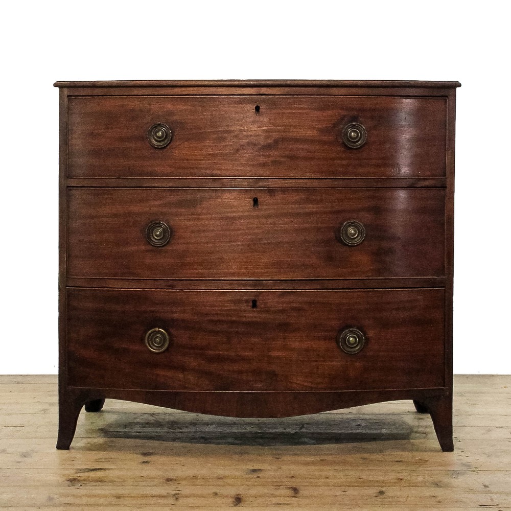 Antique Regency Mahogany Bow Fronted Chest Of Drawers
