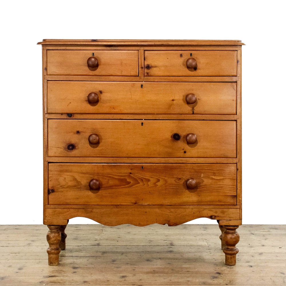 Antique Victorian Stripped Pine Chest Of Drawers
