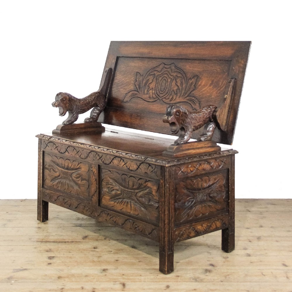 Antique Oak Monks Bench 