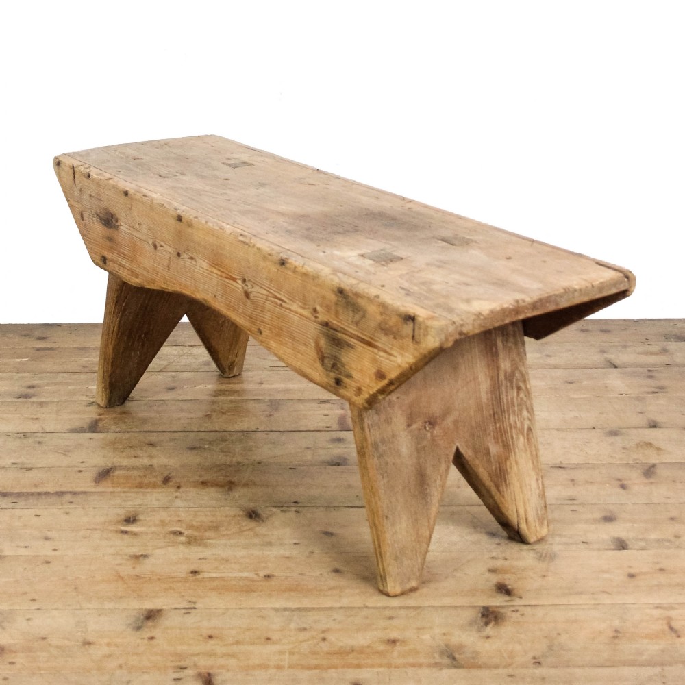 Antique Small Rustic Wooden Pine Bench
 View IV