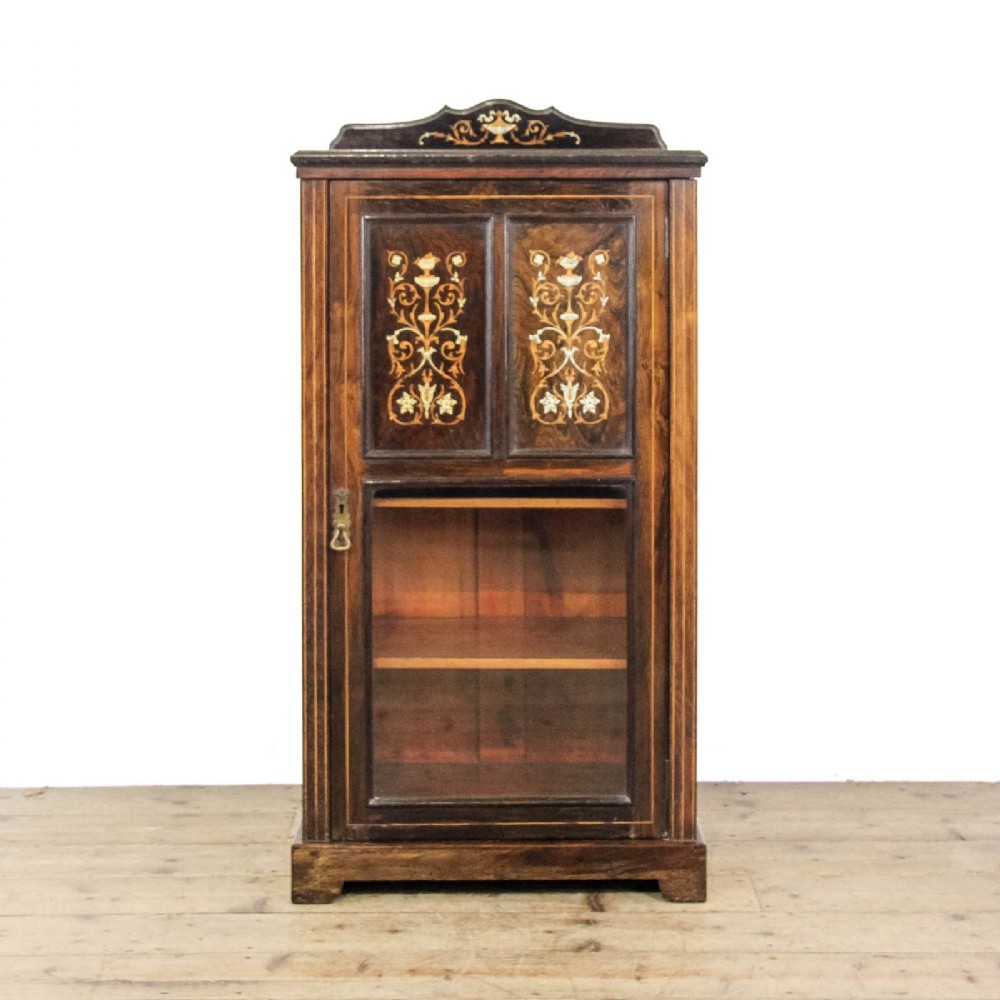 Victorian Rosewood Inlaid Glass Cabinet
